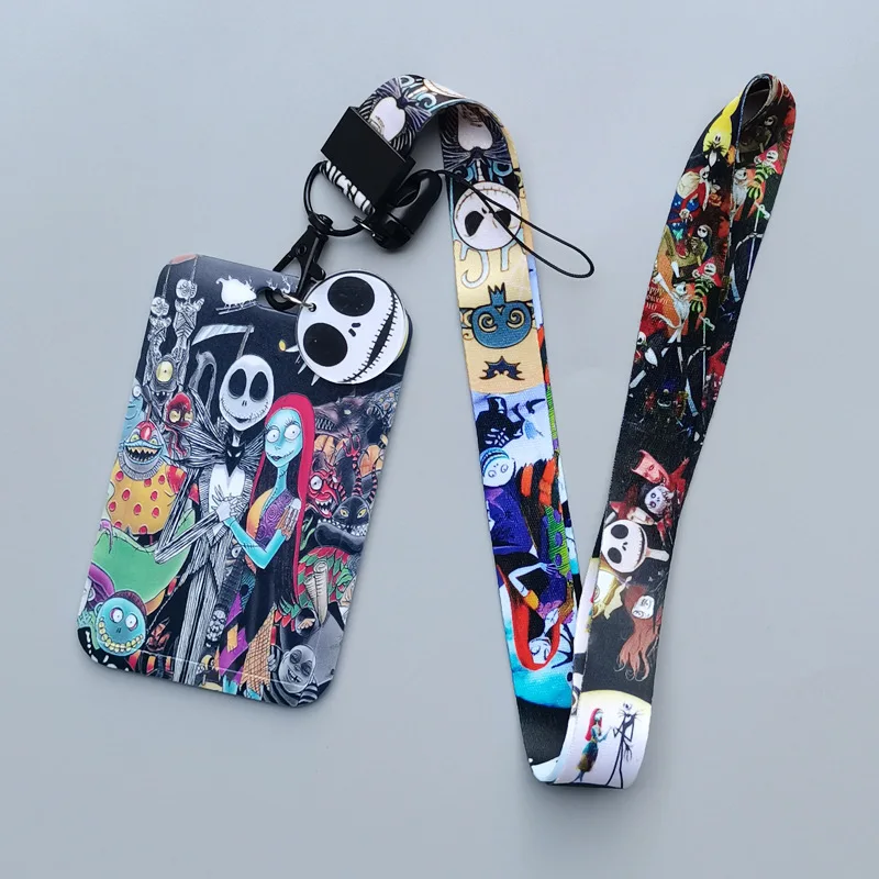 

Before Christmas Eve Lanyard Neck Strap Keychain Aniem Skull Card Cover Badge Holder Mobile Phone Hang Rope Keyring Accessories