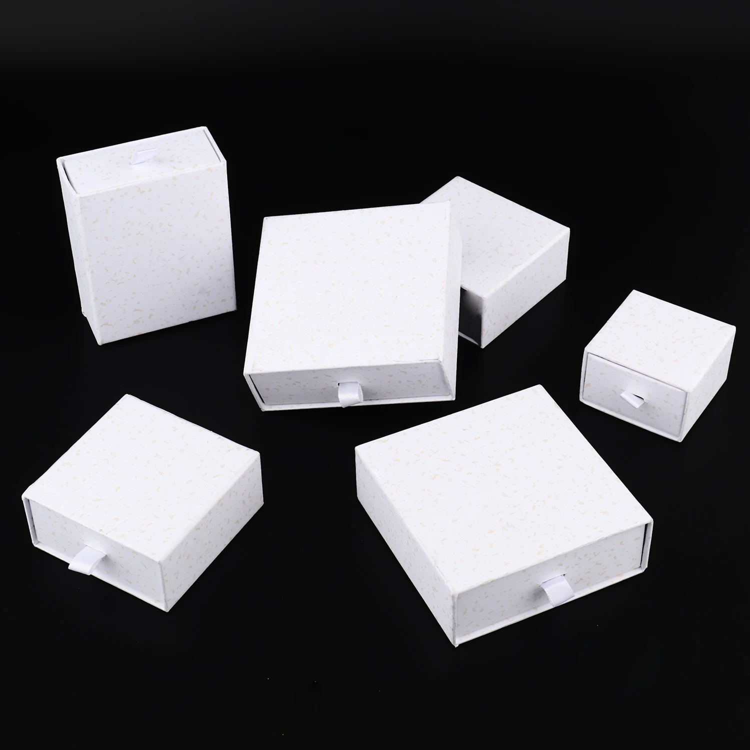 1Pc White Golden Spot Thick Kraft Paper Drawer Jewelry Box Greeting Card for Necklace Bracelet Ring Gift Display Case Packaging