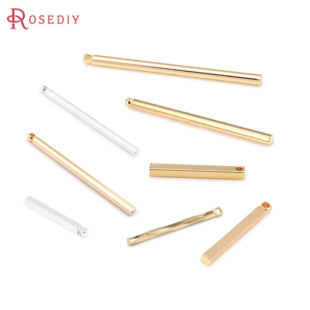 

16MM 20MM 30MM 35MM 40MM 45MM 18K Gold Color Round or Square Rod Charms Pendants Jewelry Making High Quality Diy Accessories
