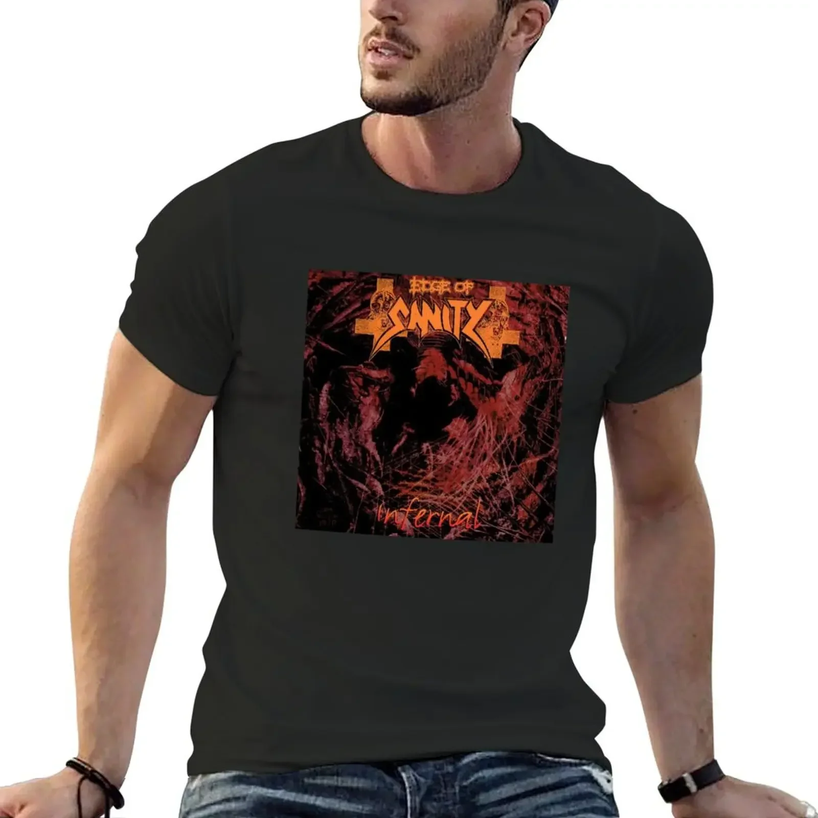 Edge Of Sanity Infernal Album Cover. T-Shirt plus size tops quick drying plus sizes plain fitted t shirts for men