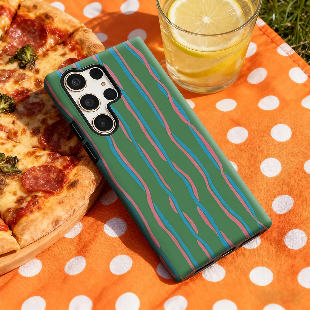 حافظة لهاتف سامسونج جالاكسي S25 Ultra S24 S23 Ultra Plus غطاء خلفي لامع بطبقة مزدوجة باللون الأخضر والوردي والأزرق #4