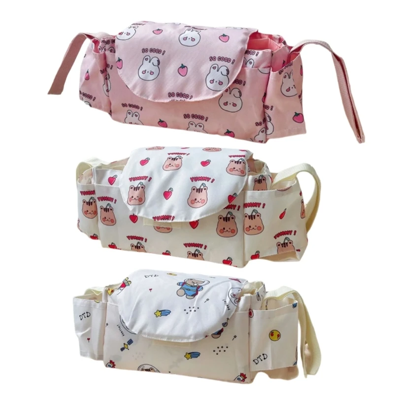 

Large Capacity Baby Strollers Hanging Bag Cartoon Print Travel Diaper Case Organiser Storage with Multiple Pockets