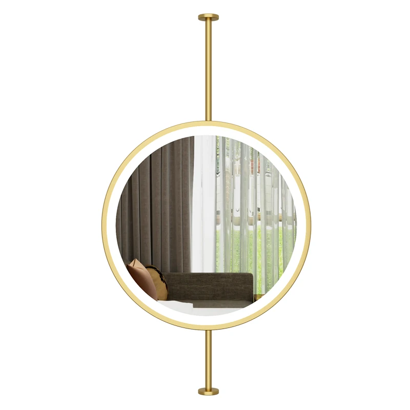 Upper and lower rod boom round mirrors, smart mirrors, B&B bathroom , hotel bathroom , toilet , with lights