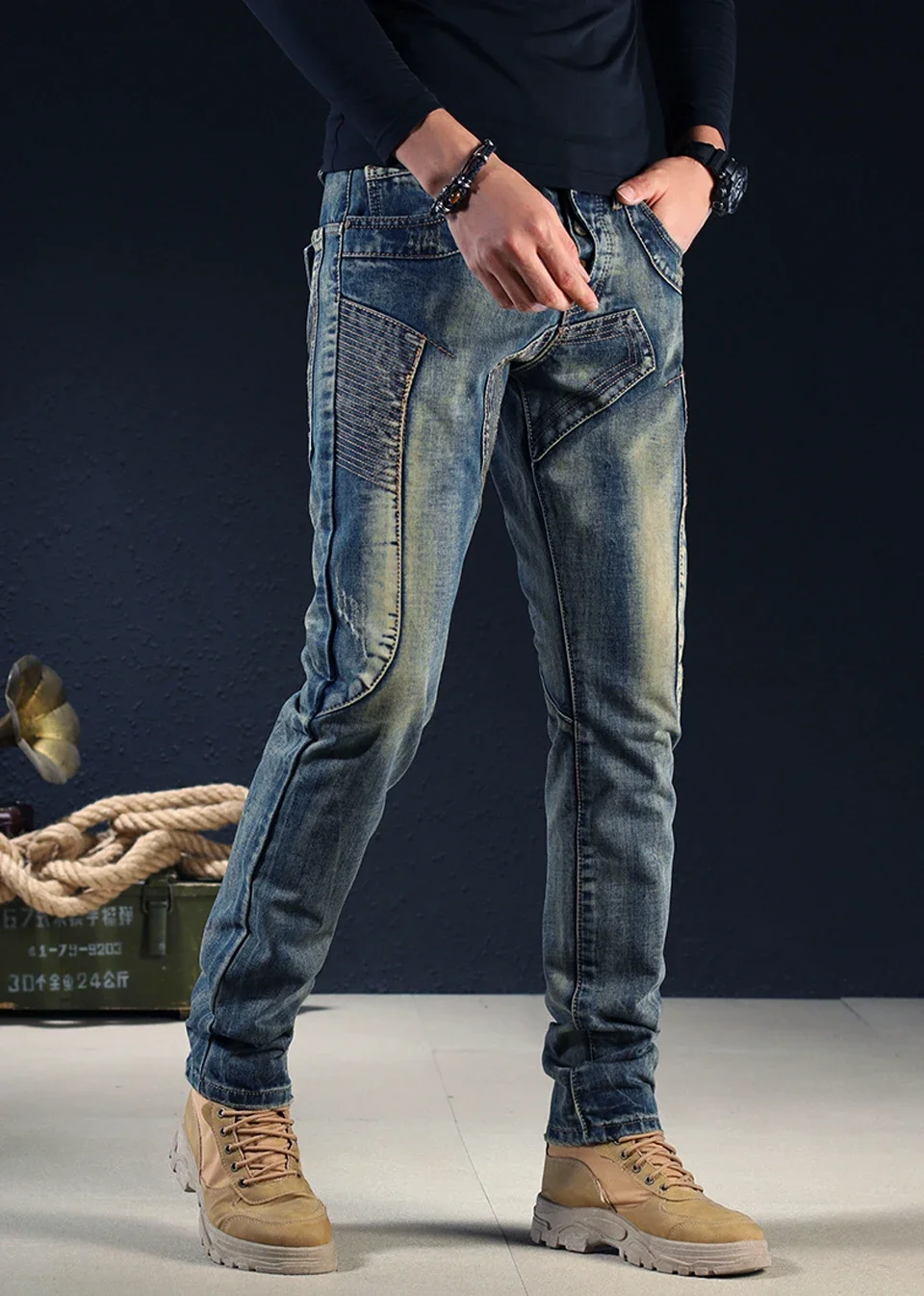 

WOLFRIDER Kevlar Motorcycle jeans South Korea Pants retro Japan Men Protection riding Jeans Aramid Motocross Pants Hi-036