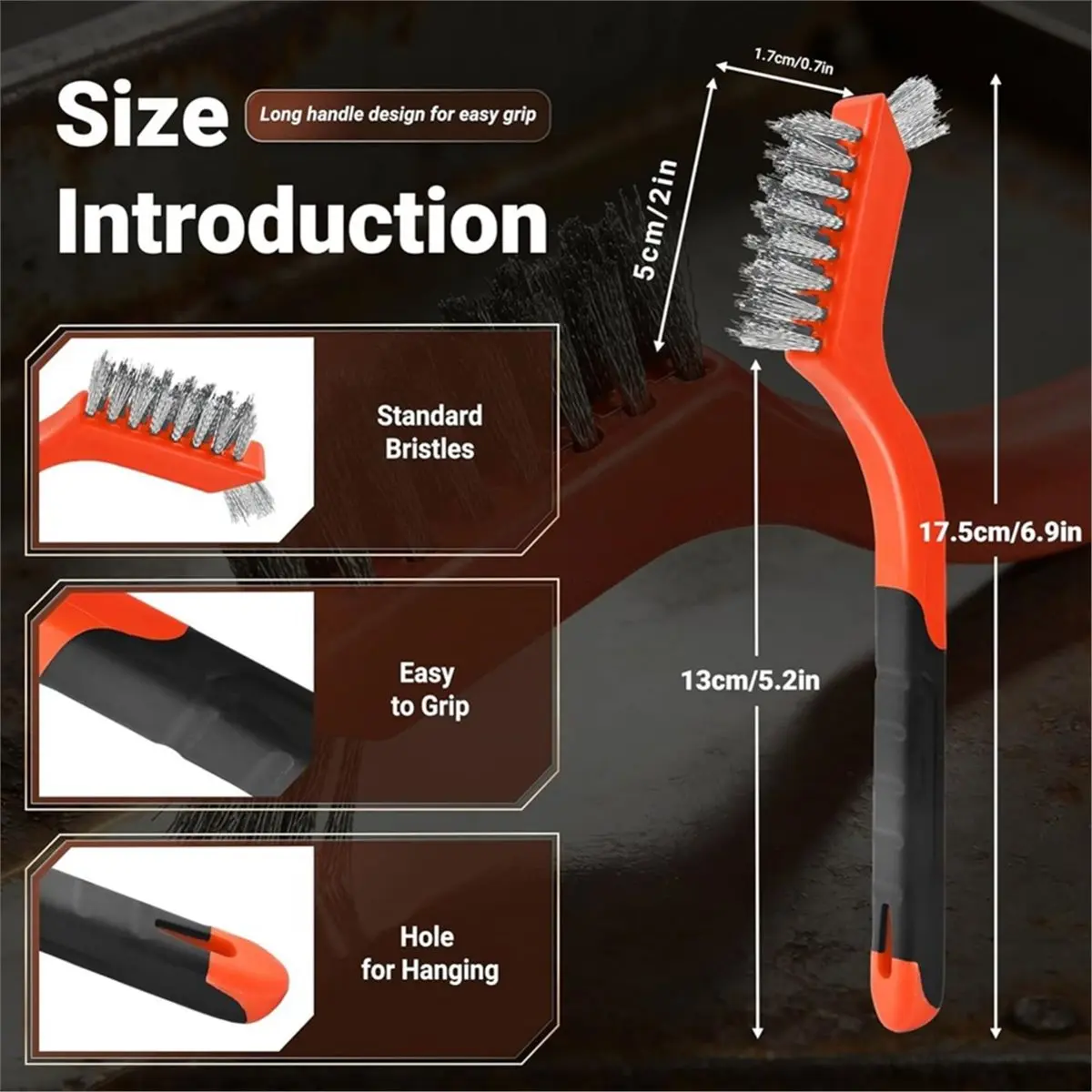 DT38 3set Wire Brush Cleaning Kit,Stainless Steel Scraper Brushes with Scraper Blades, Used for Rust Removal and Dust Removal
