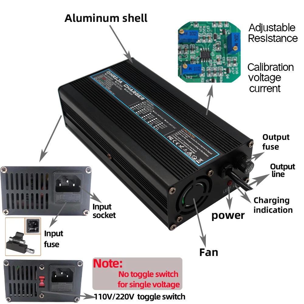 Imagem -02 - Carregador para 10ah para 100ah 25.6v Lifepo4 Bateria 8s Carregador 24v Carregadores Qualidade Liga de Alumínio Case Smart Fan Ohrija 29.2v 15a