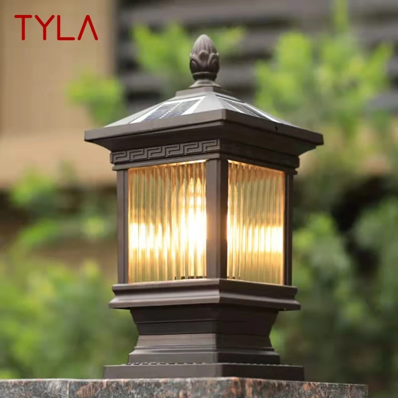 

TYLA Outdoor Solar Post Lamp Classical Retro Waterproof Courtyard Led for Decoration Garden Balcony Villa Wall Light