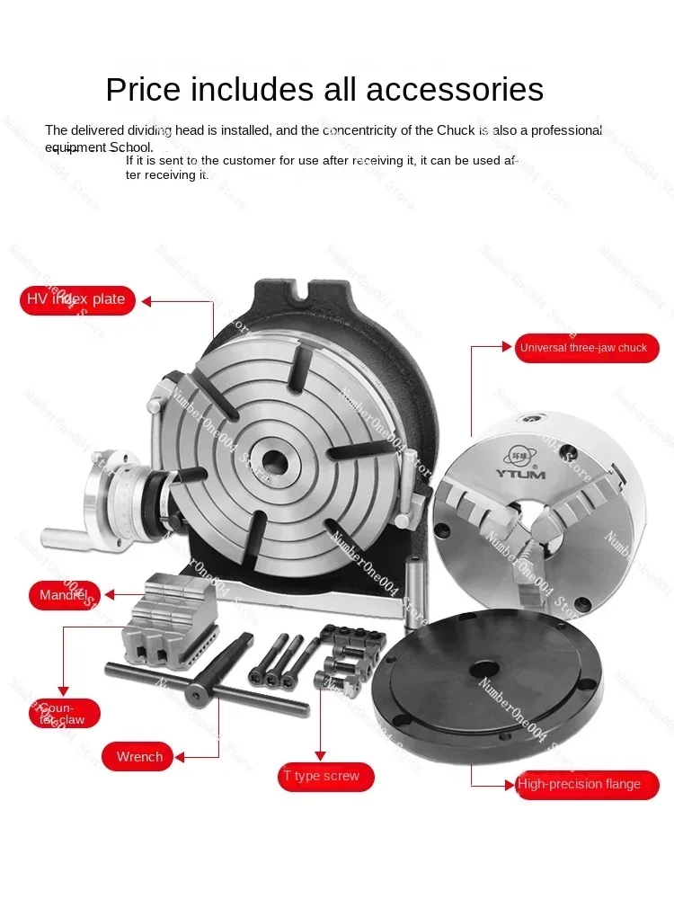 Milling Machine Universal Dividing Head Rotary Table Three-Jaw Chuck Universal Dividing Disc Rotator Dual-Purpose Manual Simple