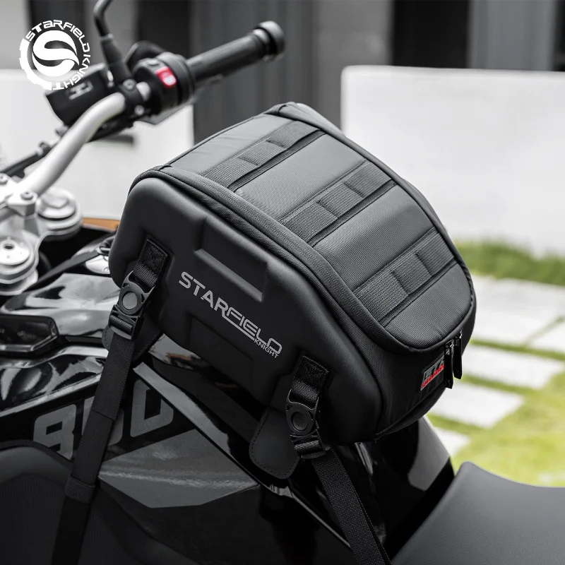 Large Capacity Motorcycle Tank Package Rear Seat Bag Multifunctional Magnetic Suction Fixation with Waterproof Rain Cover