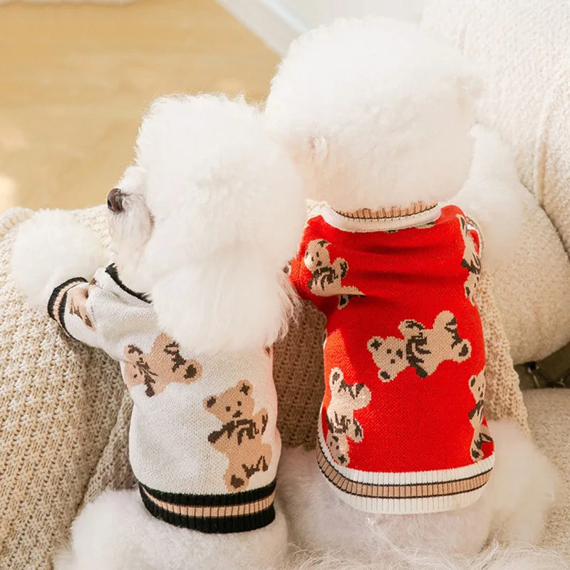 

Luxury Dog Clothes for Small Dogs Winter Warm Dog Sweater Chihuahua French Bulldog Clothing Pet Items Knitted Cardigan Sweater