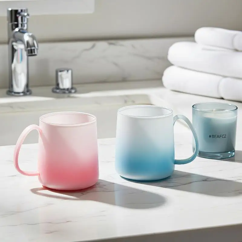 Gradient Translucent Jelly Mouthwash Cup Limescale Resistant Food Grade Toothbrush Holder for Family Bathroom Use