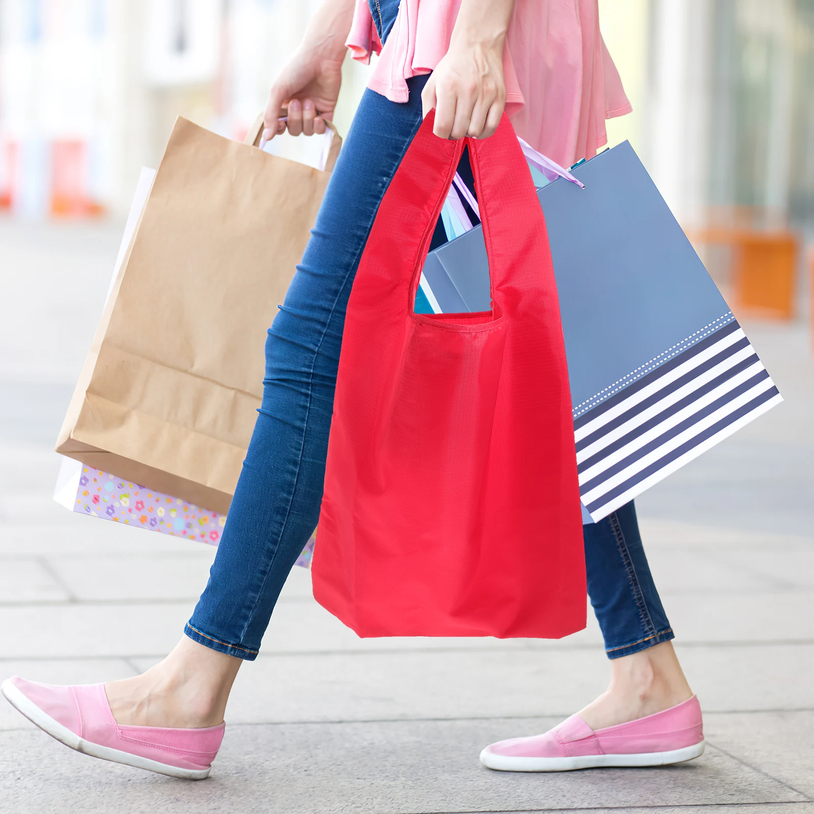 

Reusable Shopping Bag Foldable Canvas Tote Lightweight Portable Grocery Pouch Household Storage Multipurpose Shopping Grocery