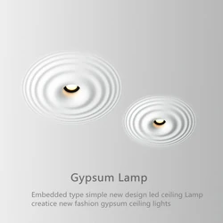 Gypsum Ceiling Lamp Water Ripple Design Living Room Bedroom Balcony Restaurant Cafe Hide Embedded 90-230v GU10 Ceiling Lights