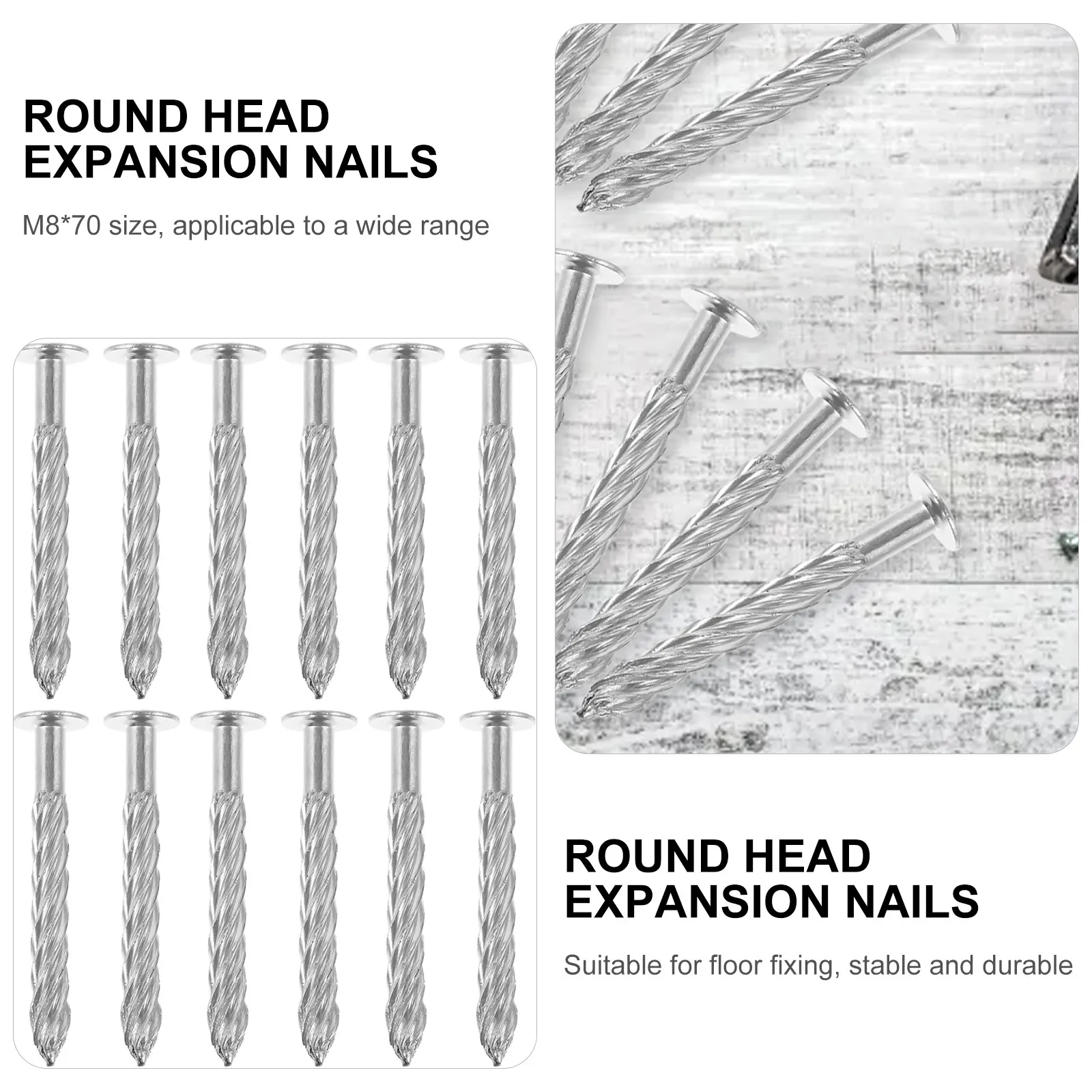 100Pcs Carpet Trim Expansion Nail M8x70 Stainless Steel Screw Nail Fastener Secure Flooring Fixing DIY Supplies