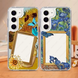 2 in 1 PC+TPU Phone Case For Samsung Galaxy S24 S23 Ultra S24FE A34 A35 A53 A54 A55 Shockproof Cover Van Gogh Art Picture Frame