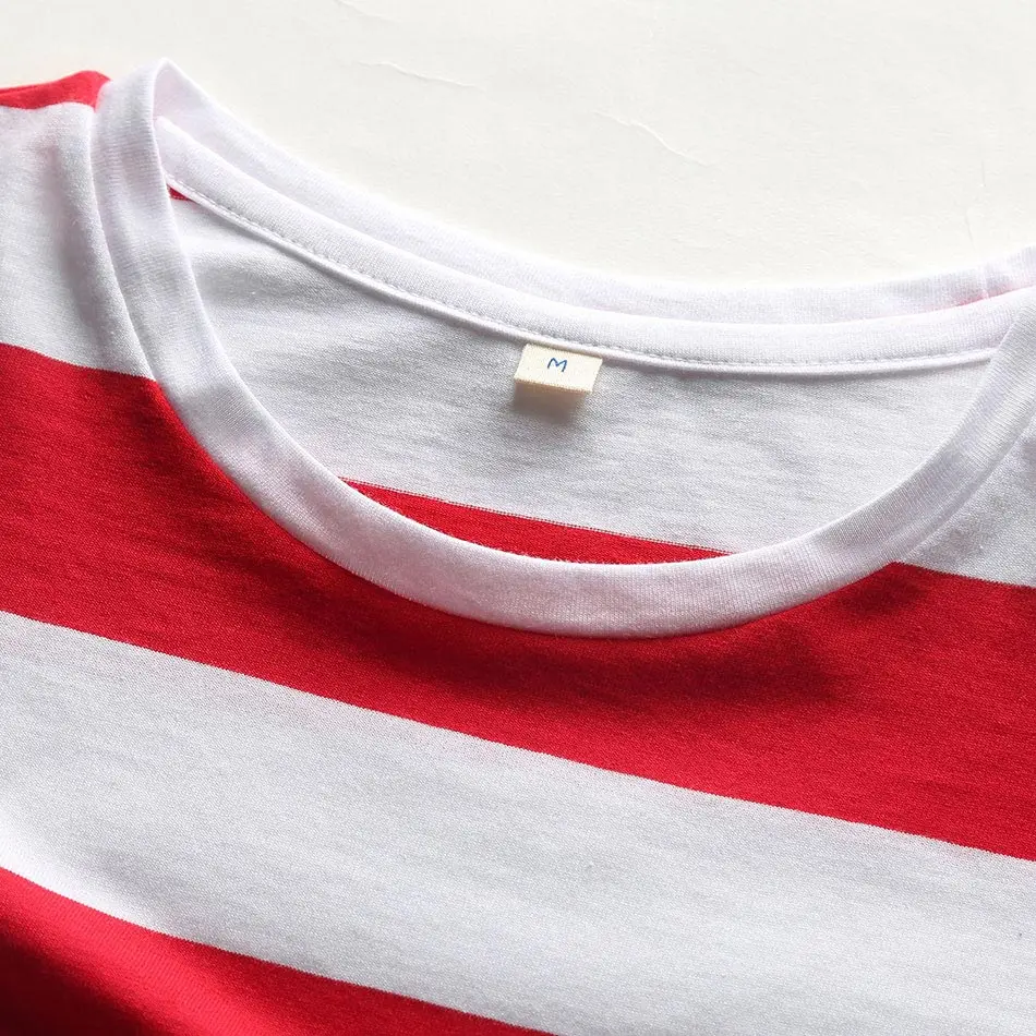 Zecmos Red White Striped T Shirt for Women Summer Round Rainbow Short Sleeve Tees for Women Casual Summer Cool