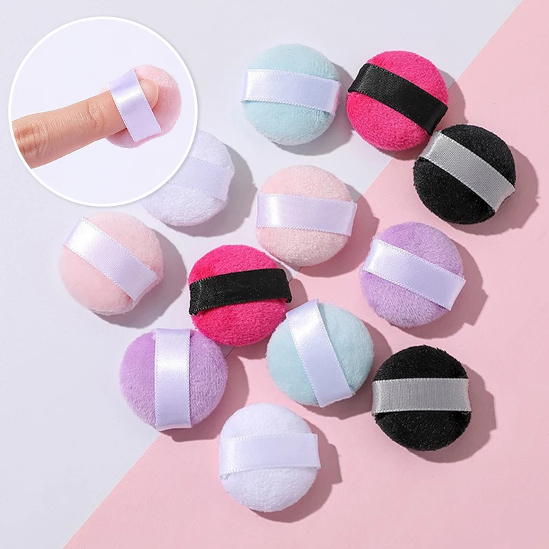 Velvet Mini Finger Puff Detail Makeup Setting Powder Sponge Face Concealer Blending Cosmetic Puff Makeup Tool Random Colors