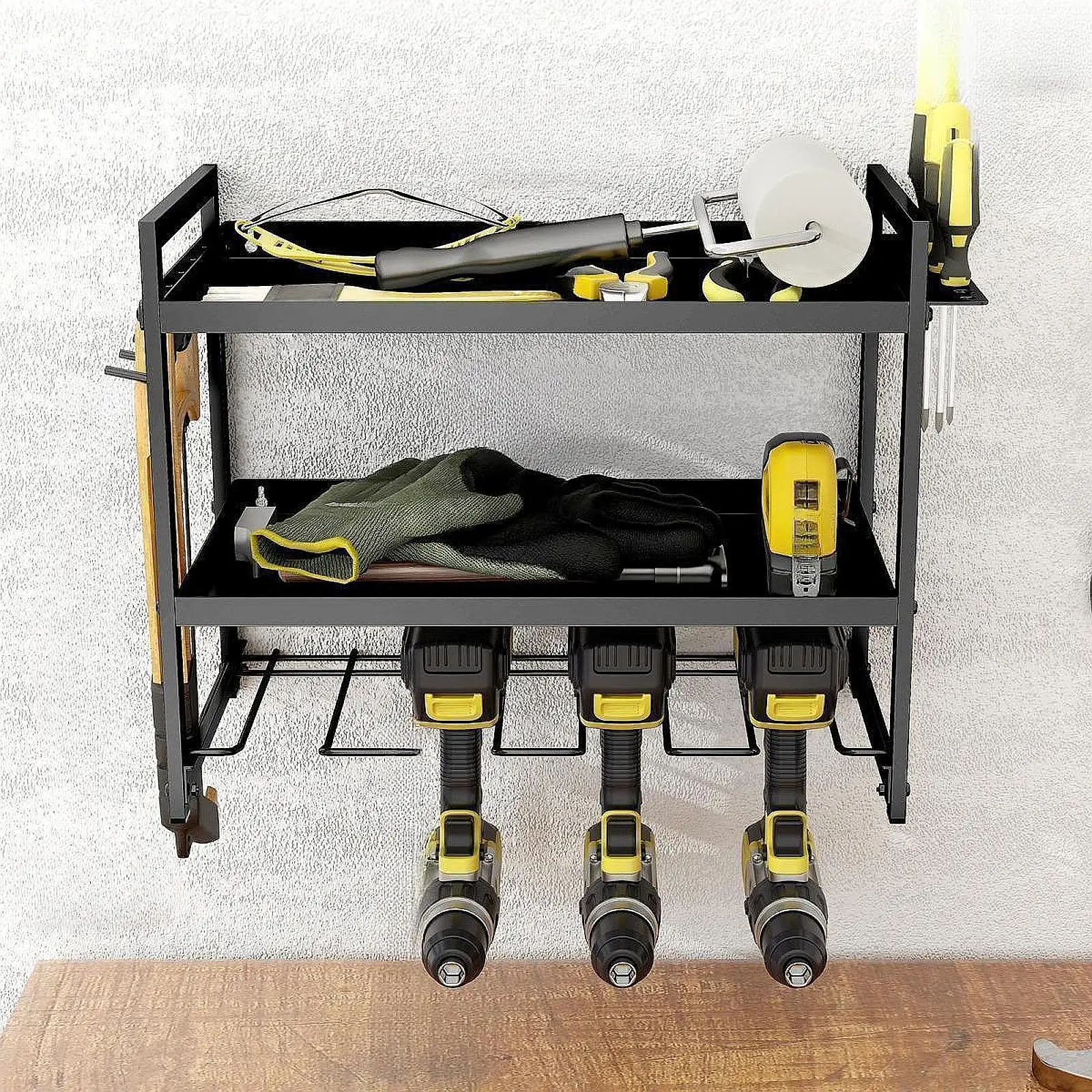 Organizzatore di utensili elettrici Montaggio a parete Scaffale galleggiante Officina Capannone Utilità Rack Organizzazione Gancio di stoccaggio per pinze Chiave da trapano
