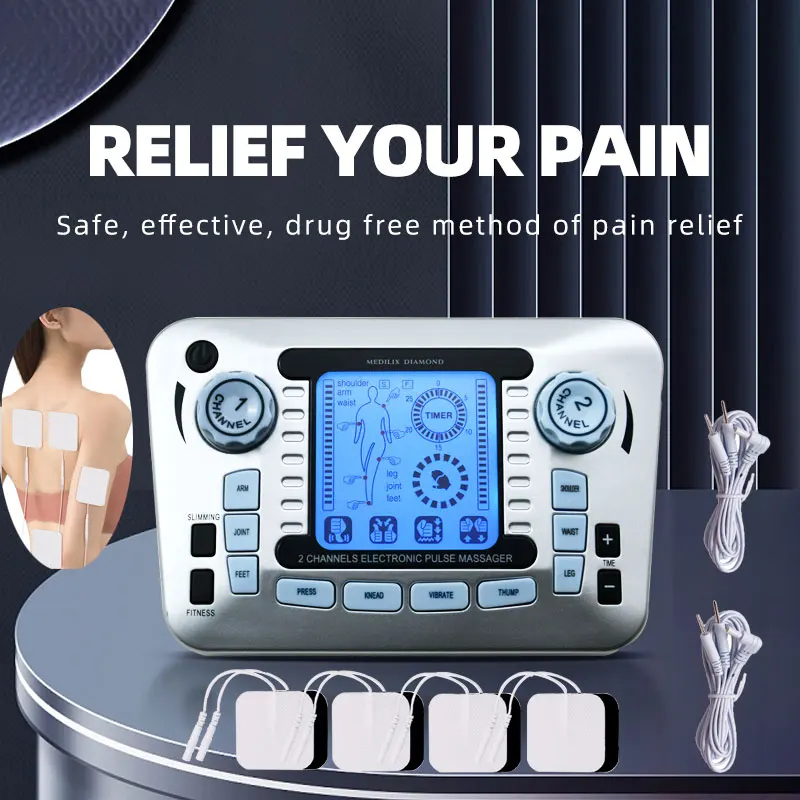 Electrical Tens Pulse Massager 12 Modes EMS Muscle Stimulator Acupuncture Digital Frequency Physiotherapy Machine Fast Dropship