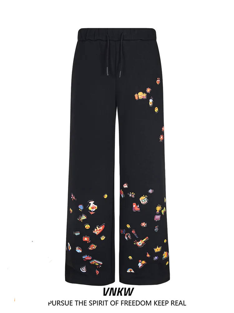 

Свободные прямые повседневные брюки с эластичной резинкой на талии и принтом Spor для мужчин и женщин, удобные длинные брюки для пар