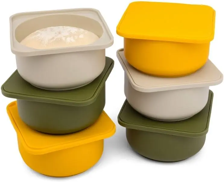 

Силиконовые контейнеры для защиты теста для пиццы с крышками, аксессуары для изготовления пиццы, идеальный набор для пиццы из 6 предметов Multi Yel