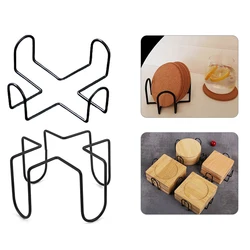 Coaster Holder Rack Metal Storage Iron Stand Roundcoasters Kitchen Tabletop Organizer for Both Round and Square Coasters Decor