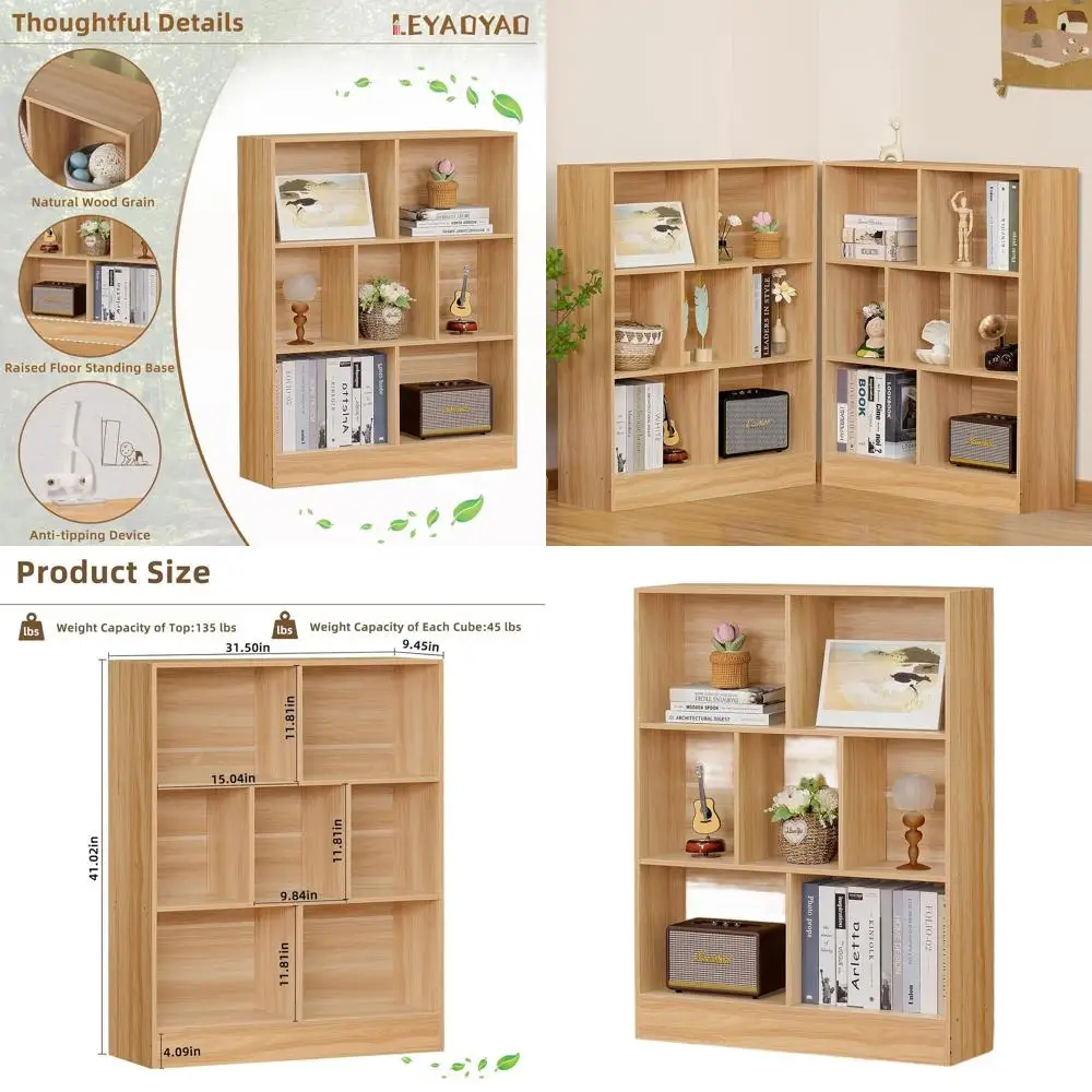 

Трехуровневая широкая книжная полка из натурального дерева – органайзер для хранения и декора в стиле рустик для гостиной, спальни или офиса