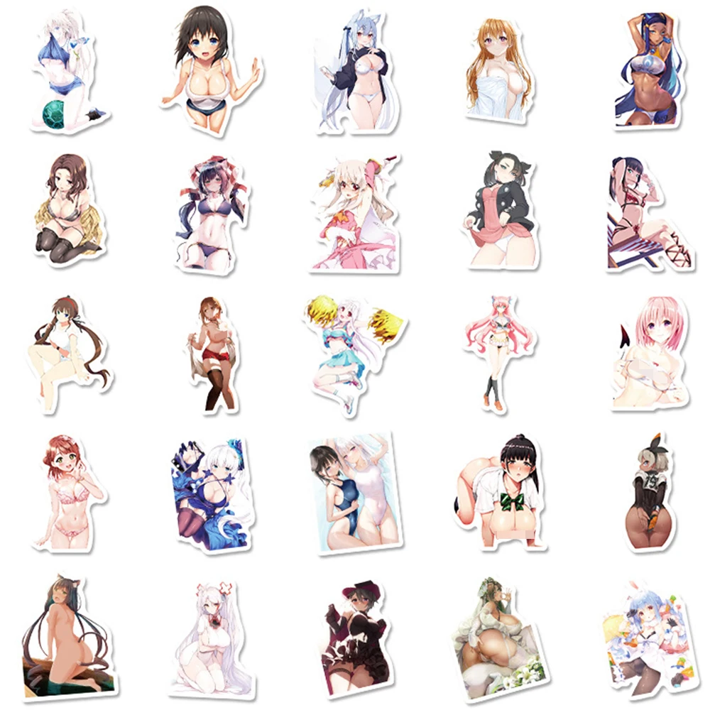 10/30/50PCS Anime Hentai Sexy Girl Waifu Stickers Graffiti Decals Toys for Laptop Suitcase Motorcycle Car Sticker Wholesale