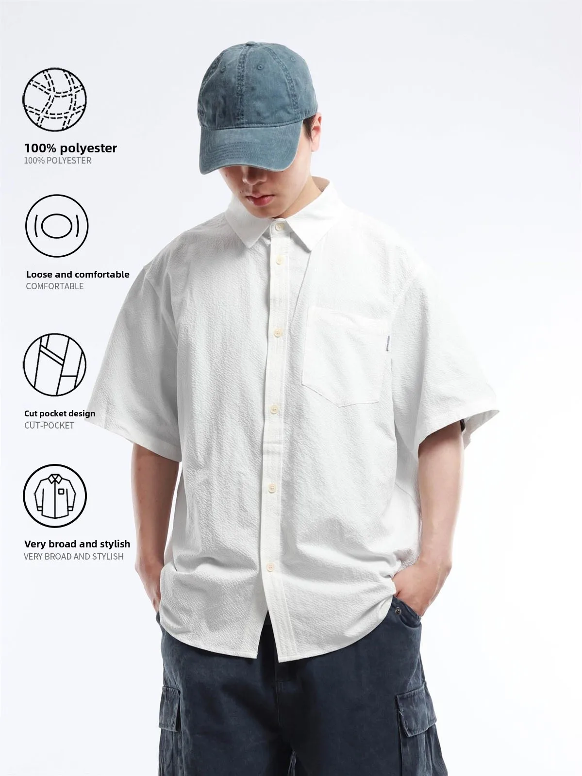 Breathable Short Sleeve Basic Color Flip Collar Men Women Style Shirt Japanese Style Summer Fashion Casual Polyester Shirt