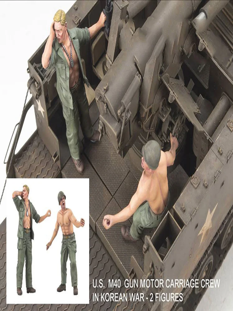 Unpainted Kit 1/35  ancient Motor Carriage Crew in Korean War soldier  figure Historical  Figure Resin  Kit Miniature