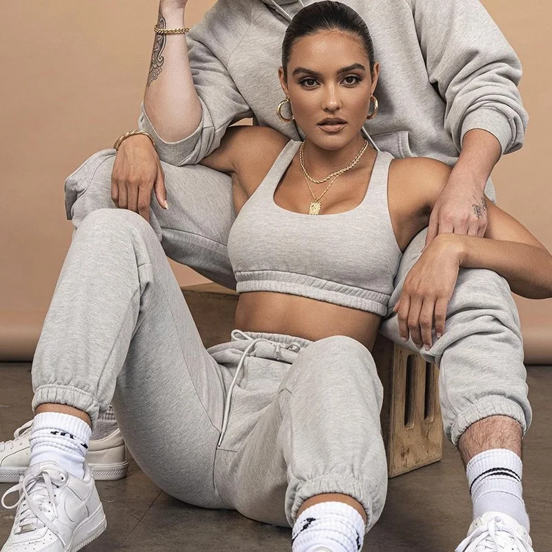 

202 New Women's Crop Top High Waist Pants Two-Piece Set Casual Faion Outfit Trousers with Dstrings Spring Season