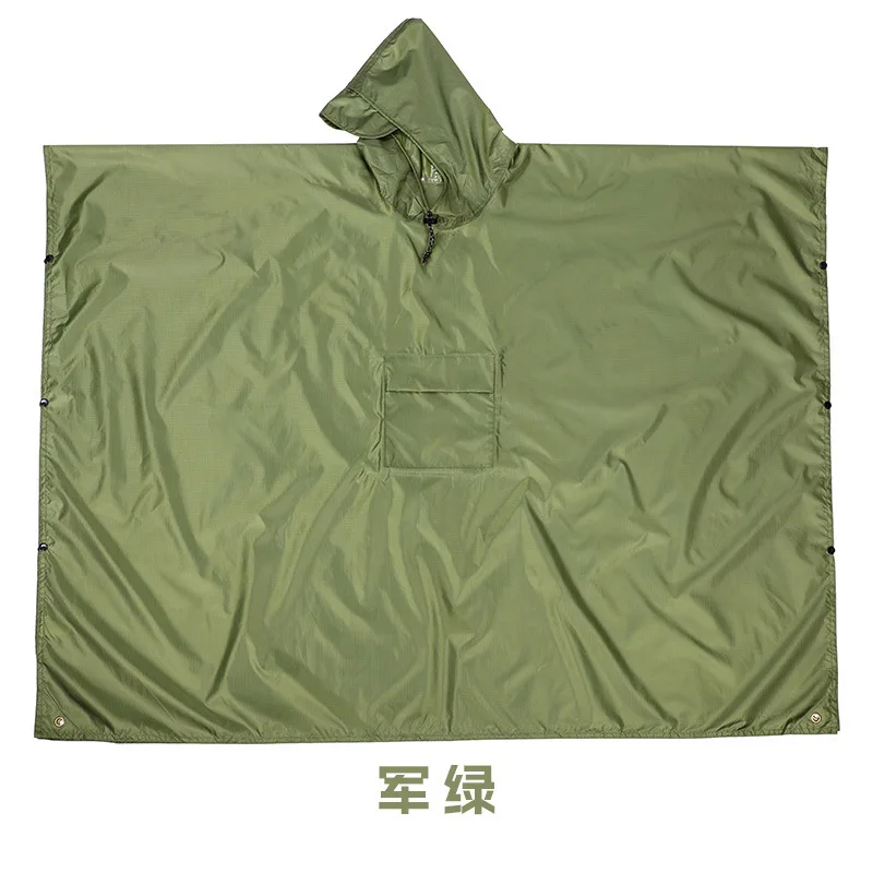 3 In 1 Outdoor Military Raincoat Hooded Sleeve Waterproof Rain Poncho Motorcycle Rain Cover Camping Hiking Travel Rainwear Tent