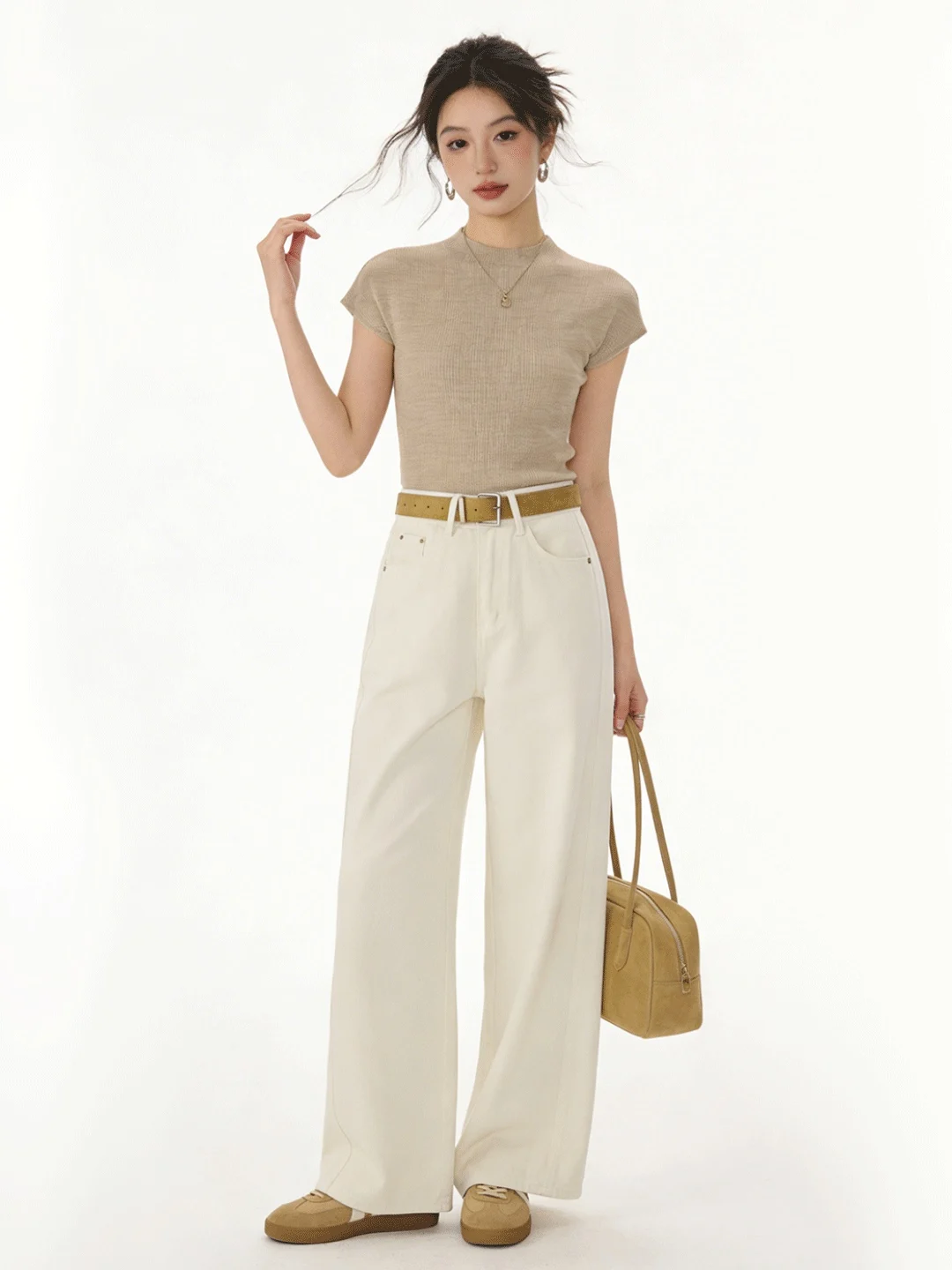 

High Waist Loose Slimming Retro Versatile Wide Leg Soft Denim Pants Early Spring Korean Sle Drapey Straight Leg Long Pants