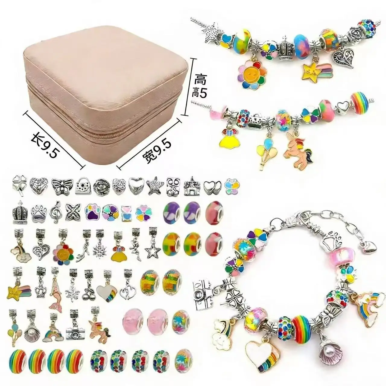 Zestaw do tworzenia bransoletek i naszyjników z koralików dla dzieci, edukacyjny, DIY, w pudełku prezentowym, prezent urodzinowy dla dziewczynek, zabawka, koraliki, zestaw do robienia biżuterii