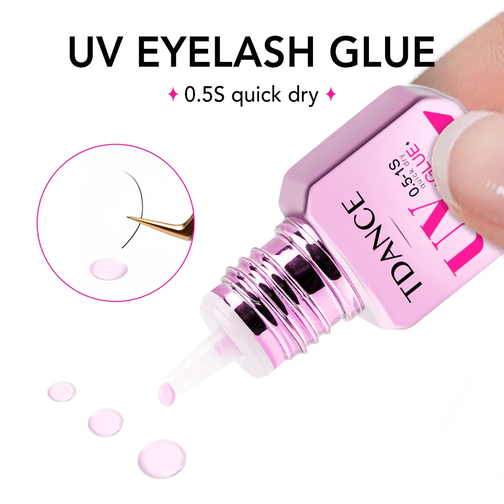 TDANCE UV-Klebezubehör, 0,5 S-1 S, schnell trocknend, transparent, schwarz, lila, blau, UV-Klebstoff, Make-up-Werkzeug, stärkster, schnellster Kleber – Detail 5