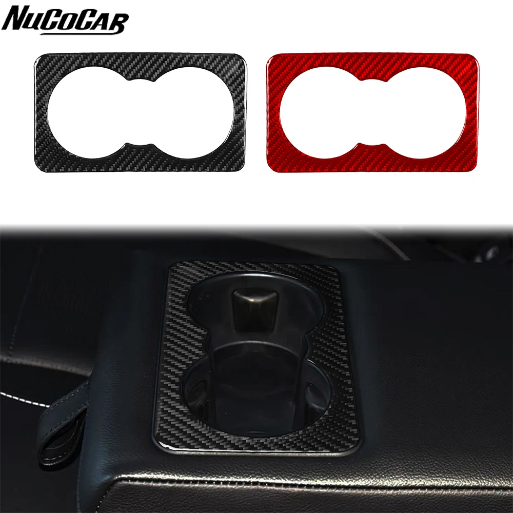 For Jaguar XE 2016-2019 Carbon Fiber Rear Centre water cup panel Trim frame Car Accessories Interior Decorative Stickers