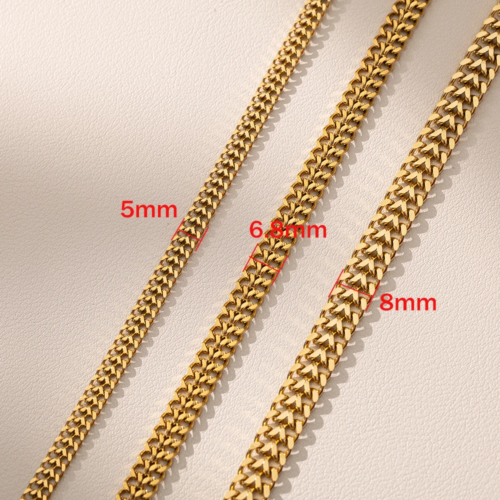 1metet 5/6.8/8mm 18K Gold PVD Plated  Stainless Steel Curb Link Chains for DIY Punk Necklace Bracelet Jewelry Making Women Men image 4