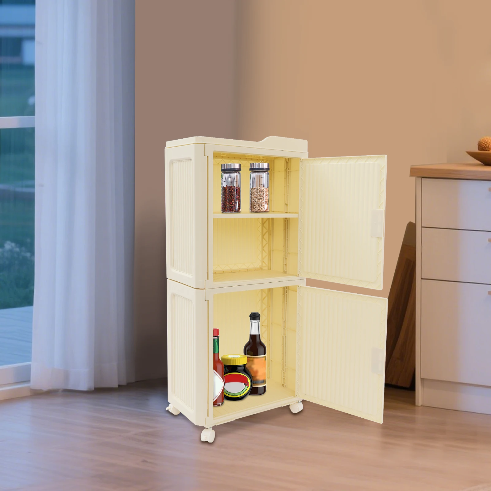 

Высокий узкий 4-уровневый шкаф для хранения, тонкий пластиковый органайзер для небольших помещений, устойчивый к выцветанию, однотонный цвет, домашняя ванная комната