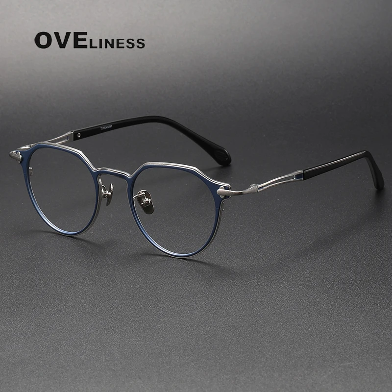 Pure Titanium Eye Glasses Frames for Men Women Retro Round Prescription Eyeglasses New Vintage Myopia Optical Eyewear Spectacles