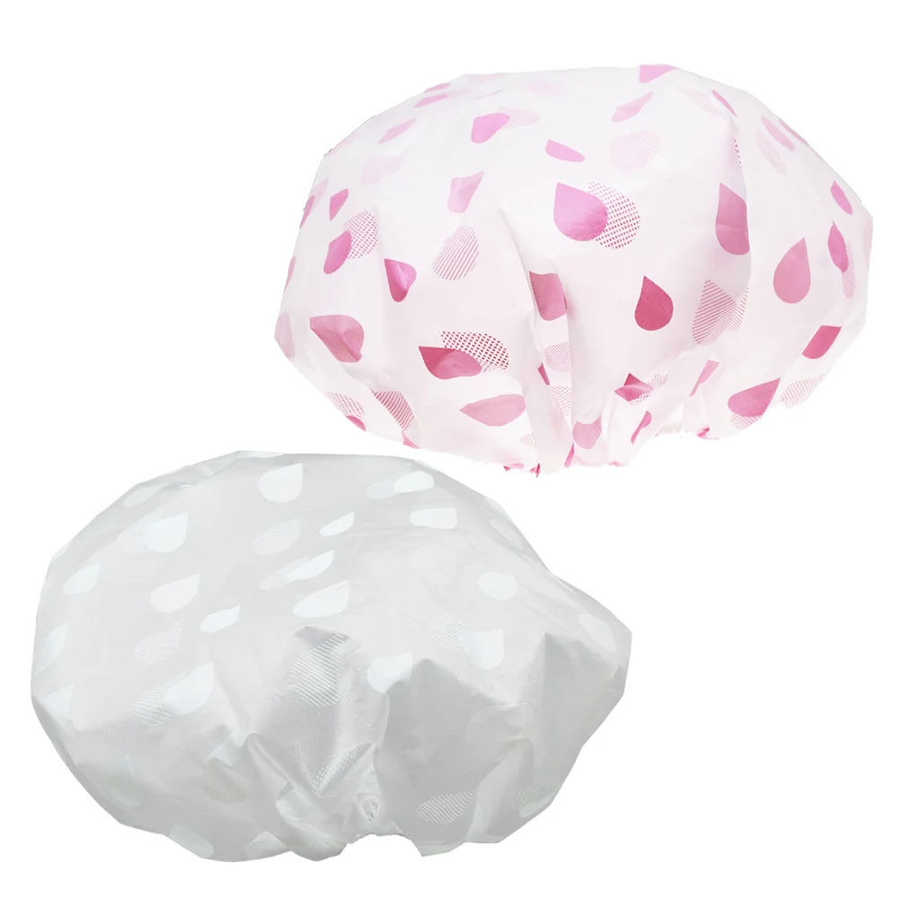 

6Pcs Waterproof Shower Caps Soft Reusable Bath Hats Lightweight Foldable Oilproof Bathroom Kitchen Spa Hair Protection