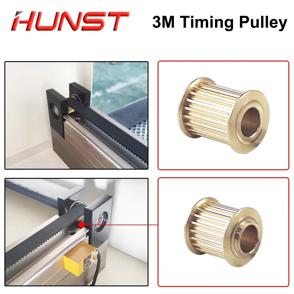 HUNST  Copper Synchronizing Gear,Timing Pulley HTD 3M  Pulley Synch  Motor Wheel for DIY CO2 Laser Engraving Cutting Machine
