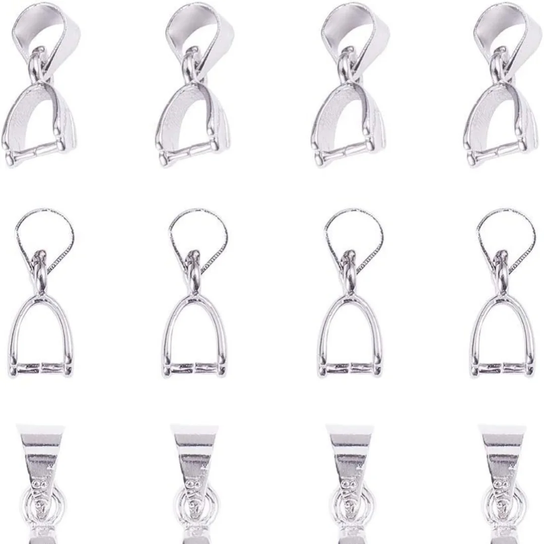 Size L 8*17MM 10/20/50PCS 925 Sterling Silver Findings Bail Connector Bale Pinch Clasp Clip 925 Silver Pendant Fittings