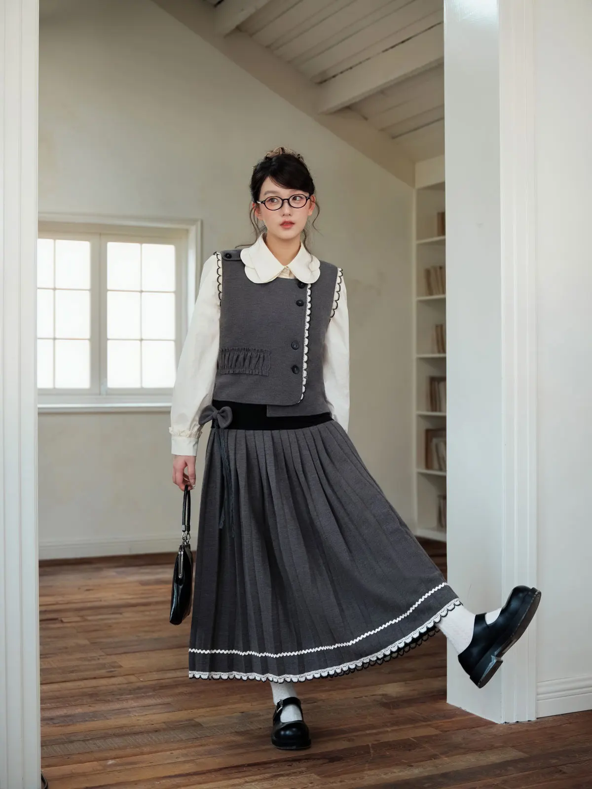 

Женский комплект жилета больших размеров с большим ртом, осенняя винтажная утягивающая юбка трапециевидной формы с высокой талией, длинная свеч Ne