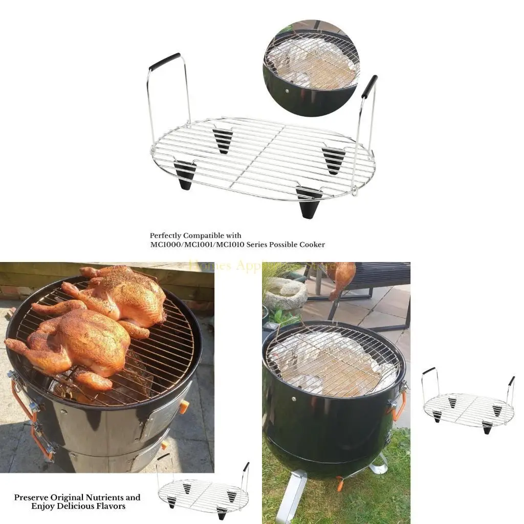 

D0AB Stainless Steel Rack Cooking Accessory Steaming Holder Roasting Rack Grilling Rack for 8.5 Quart MC1000 Slow Cooker