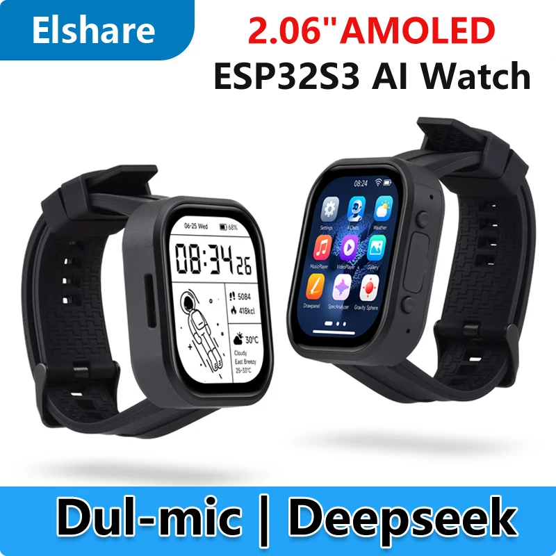 

2.06inch DeepSeek ESP32 S3 Development Board 2.06 inch 410×502 AMOLED Display TouchScreen Programmable Watch AI Voice Chat