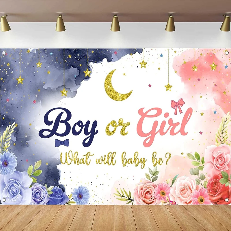 Photography Backdrop For Boy Or Girl Gender Reveal Party Supplies Background Banner Decoration Poster