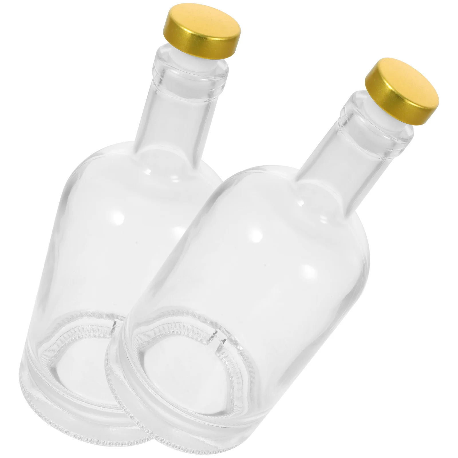 

2Pcs Thickened Wine Bottle 500Ml Transparent Glass for Whiskey Vodka Liquor Home Bar Decor with Wide Mouth and Non-Slip Base