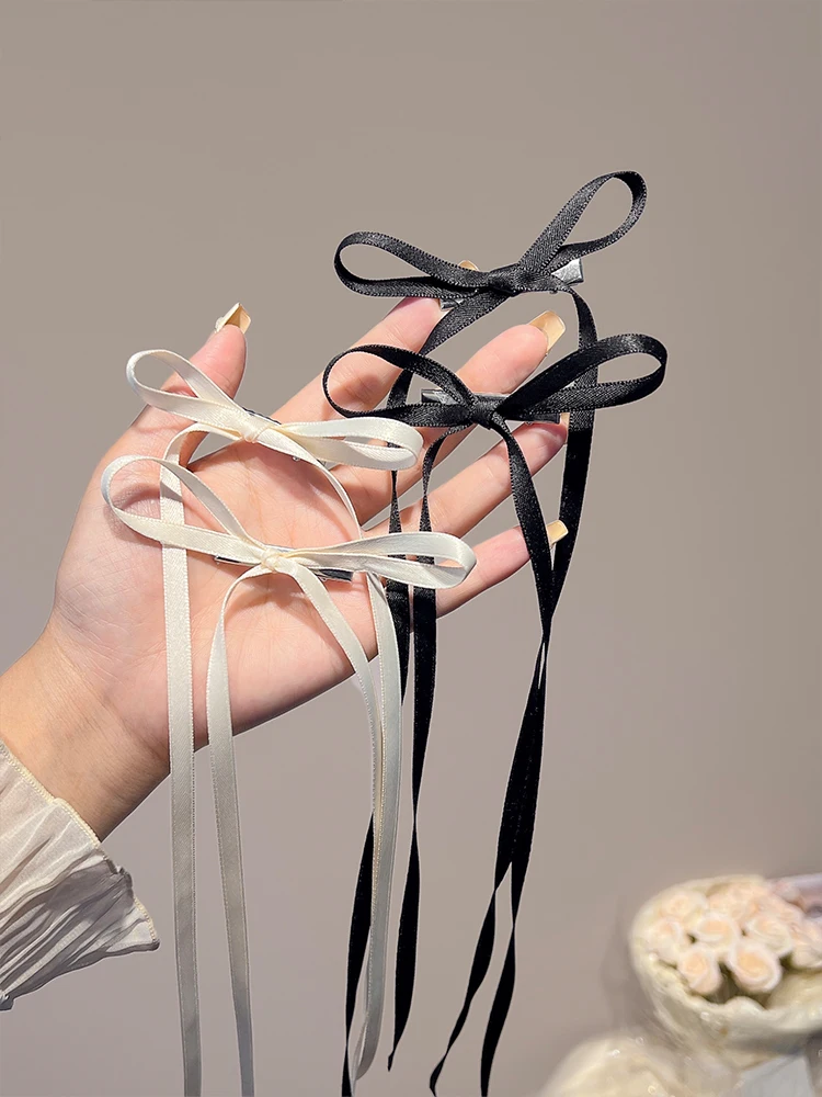 

Ballet Sle Hair Clip with Knot And Flowing Ribbon Parted Hair Accory for Girls Side Bangs Hairpin Summer Faion