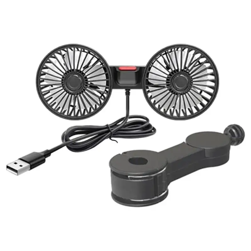 5V 2A USB Car Fan With Double Heads 360 Degree Rotating Car Cooling Fan Automotive 3 Speed Small Fan Automobile Accessories