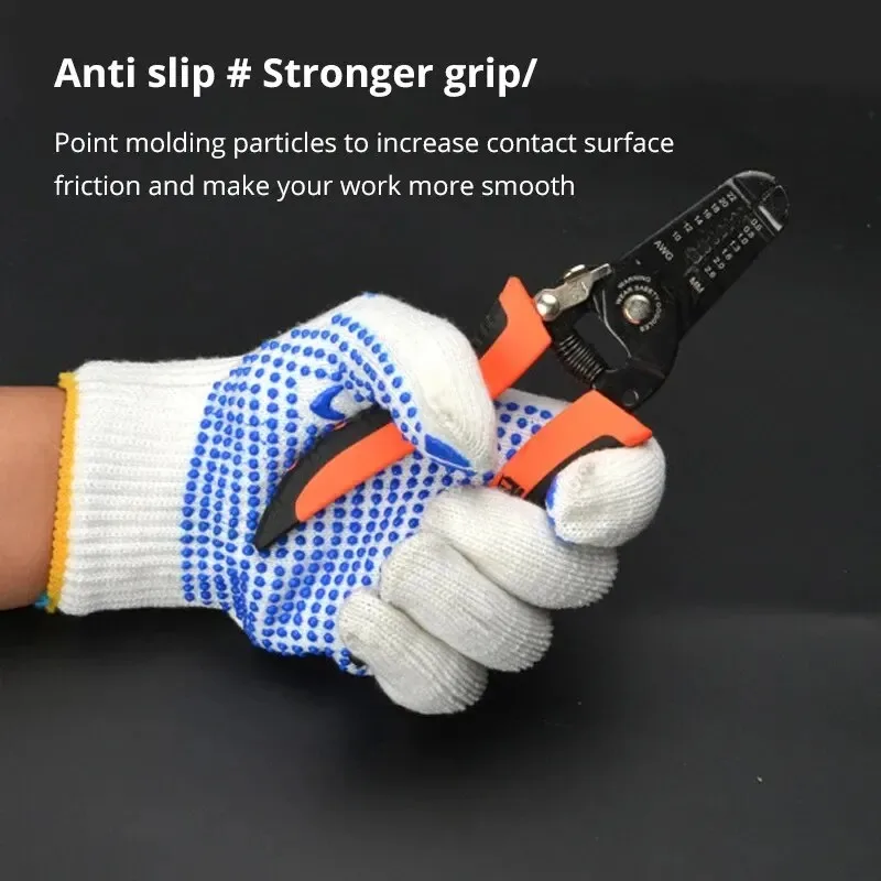 10 Pairs Work Gloves with Anti Slip Grip PVC Dots Safety Cotton Protection Thickened Wear-resistant for Painter Construction